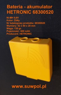 Bateria - akumulator HETRONIC 9,6V (68300520) Żółta ORYGINAŁ