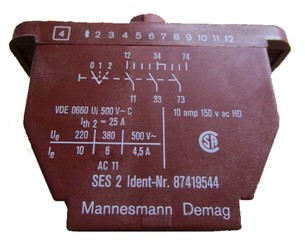 Styk przycisku SES2 / VDE 0660 (kasety sterowniczej DEMAG DST) 87419544
